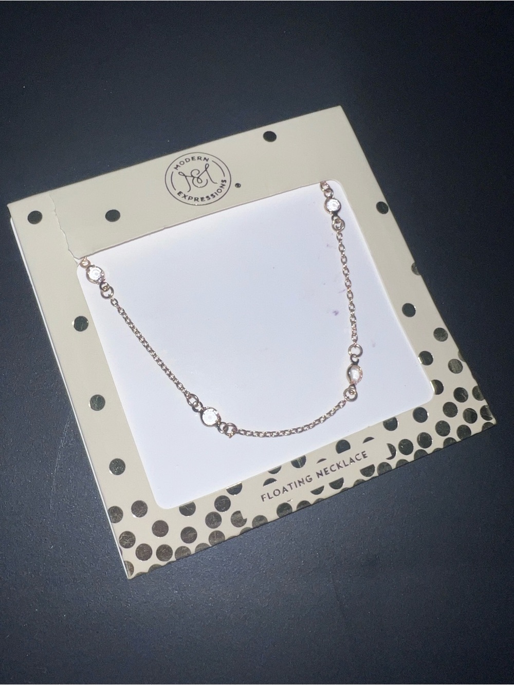 Expressions Gold Floating Necklace with Crystal Accents